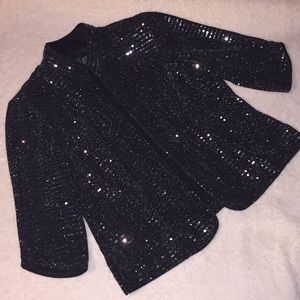 3/4 quarter sleeve glitter sequin embellished top